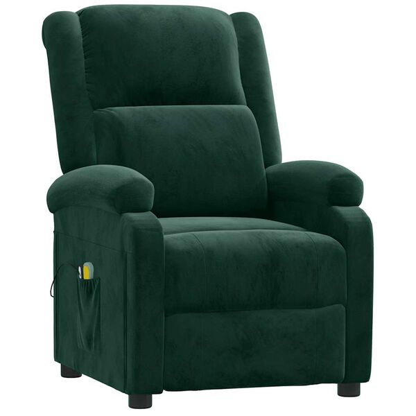 vidaXL Fauteuil &eacute;lectrique de massage Vert fonc&eacute; velours