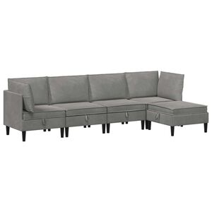 vidaXL Ensemble de meubles pour le salon 5 pc Gris clair Velours