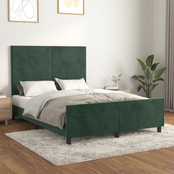 vidaXL Cadre de lit sans matelas vert fonc&eacute; 140x190 cm velours