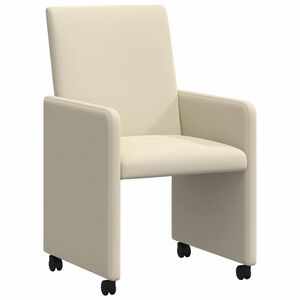 vidaXL Chaises de Salle &agrave; Manger avec Roues 2 pcs Cr&egrave;me Faux cuir