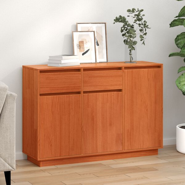 vidaXL Buffet avec tiroir Brun cire 110 x 34 x 75 cm Pin massif