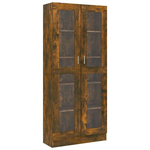 vidaXL Armoire à vitrine Chêne fumé 82,5x30,5x185 cm Bois ingénierie