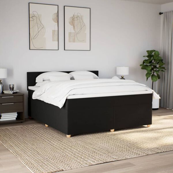 vidaXL Sommier &agrave; lattes de lit avec matelas Noir 180x200 cm Tissu