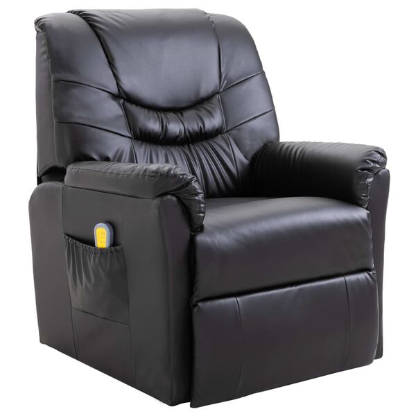 vidaXL Fauteuil de massage Noir Similicuir