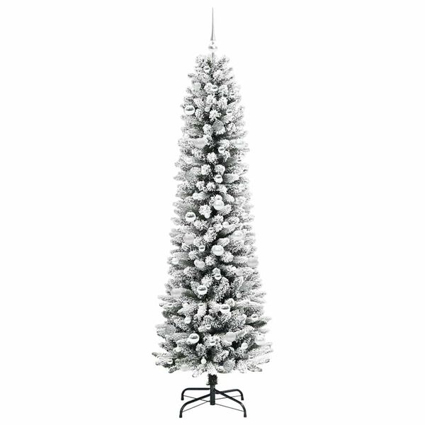 vidaXL Sapin de No&euml;l artificiel Blanc 210 cm PVC, m&eacute;tal et plastique