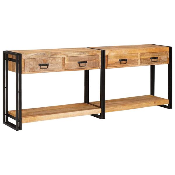 vidaXL Tables console avec tiroir 2 pcs Marron Bois de mangue massif