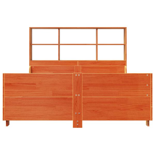 vidaXL Lit biblioth&egrave;que sans matelas cire marron 140x200cm bois massif
