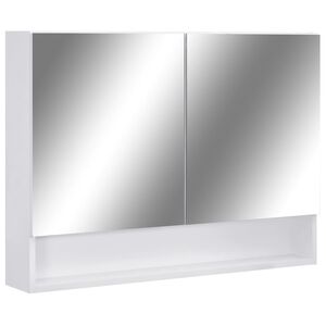 vidaXL Armoire &agrave; miroir de salle de bain LED Blanc 80x15x60 cm MDF