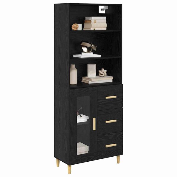 vidaXL Haut Armoire Ch&ecirc;ne noir 69,5 x 32,5 x 180 cm Bois d'ing&eacute;nierie