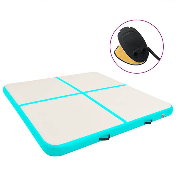 vidaXL Tapis gonflable de gymnastique avec pompe 200x200x10cm PVC Vert