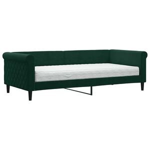 vidaXL Lit de jour avec matelas vert fonc&eacute; 90x200 cm velours