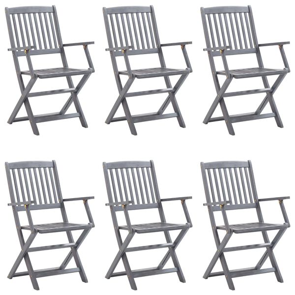 vidaXL Chaises pliables d'ext&eacute;rieur lot de 6 et coussins Bois d'acacia