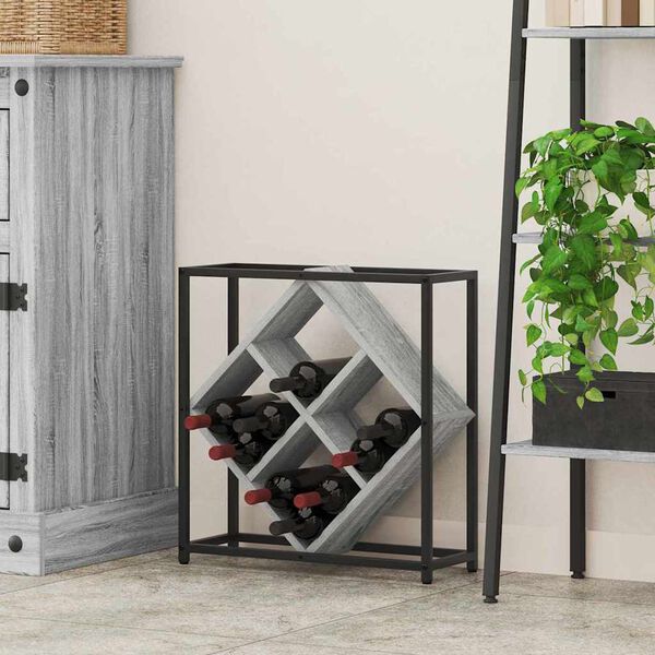 vidaXL &Eacute;tag&egrave;re &agrave; vin Gris Sonoma 51 x 18 x 52,5 cm Bois d'ing&eacute;nierie