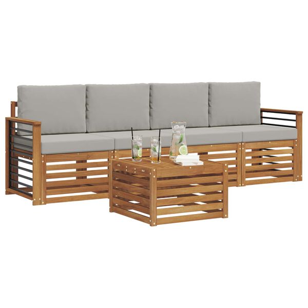 vidaXL Ensembles de canap&eacute;s avec coussin 5 pcs Gris Naturel et Clair