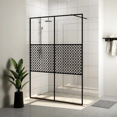 Paroi de douche avec verre ESG transparent 140x195 cm Noir vidaXL