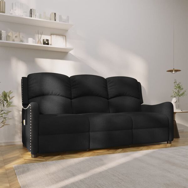 vidaXL Fauteuil de massage inclinable &agrave; 3 places noir tissu