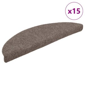 vidaXL Tapis d'escalier auto-adh&eacute;sifs 15 pi&egrave;ces 65 x 21 x 4 cm Beige Demi-rond Grand