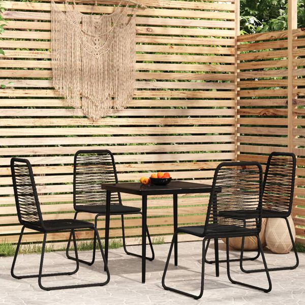 vidaXL Ensemble &agrave; manger de jardin 5 pcs Noir