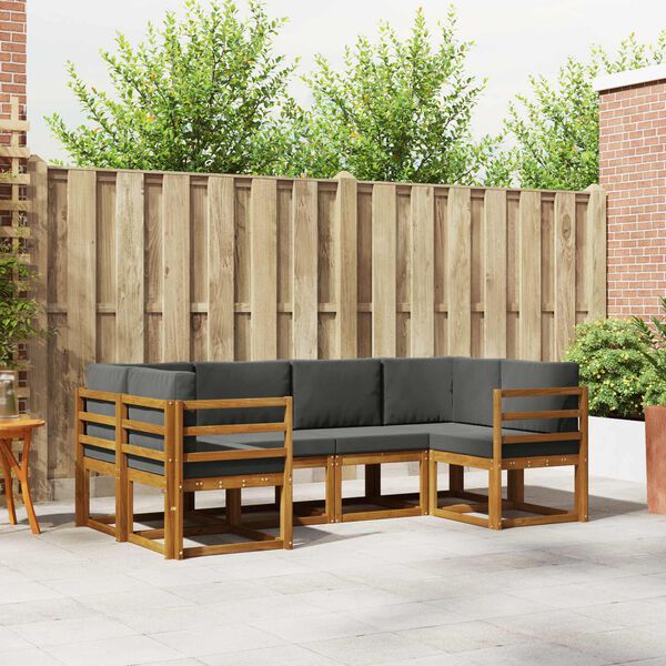 vidaXL Ensemble de canap&eacute;s d'ext&eacute;rieur 6 pcs Naturel et Anthracite