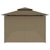 vidaXL Belvédère avec rideaux 600x298x270 cm Taupe 180 g/m²