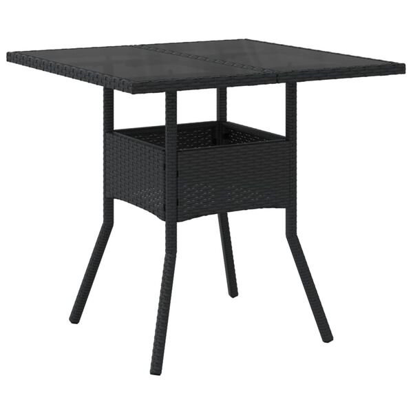 vidaXL Ensemble &agrave; manger de jardin et coussins 5 pcs noir rotin verre
