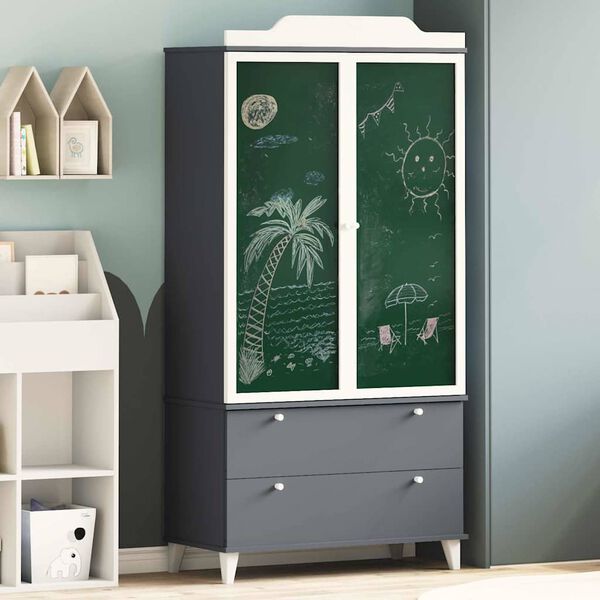 vidaXL Armoire Tableau Noir ROROS Gris et blanc 90 x 45 x 180 cm