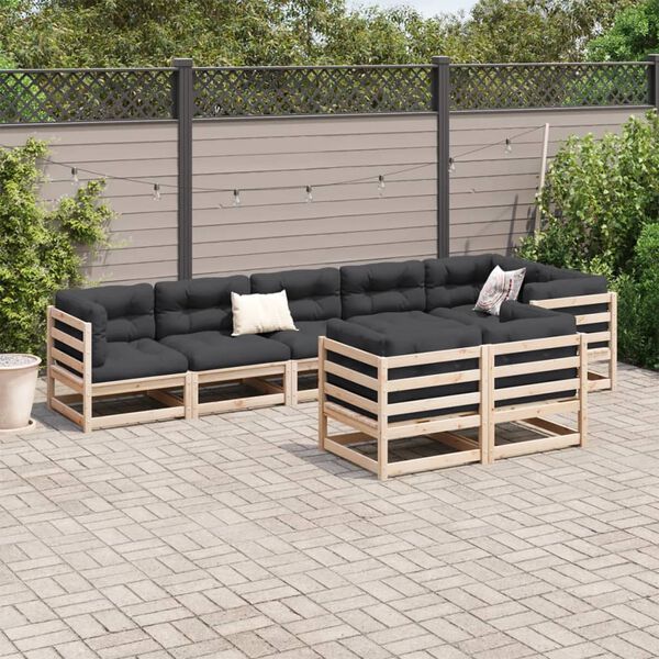 vidaXL Salon de jardin 8 pcs bois de pin massif
