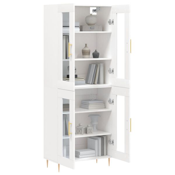 vidaXL Buffet haut Blanc 69,5x34x180 cm Bois d'ing&eacute;nierie