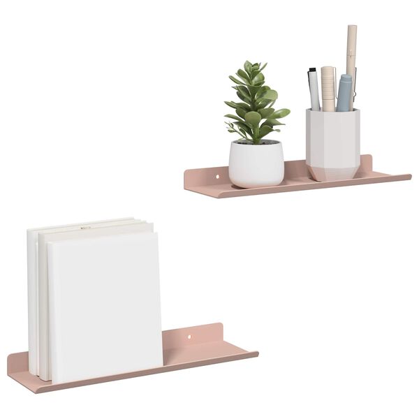 vidaXL &Eacute;tag&egrave;re flottante 2 pcs Rose 30 x 9 x 2,5 cm Acier
