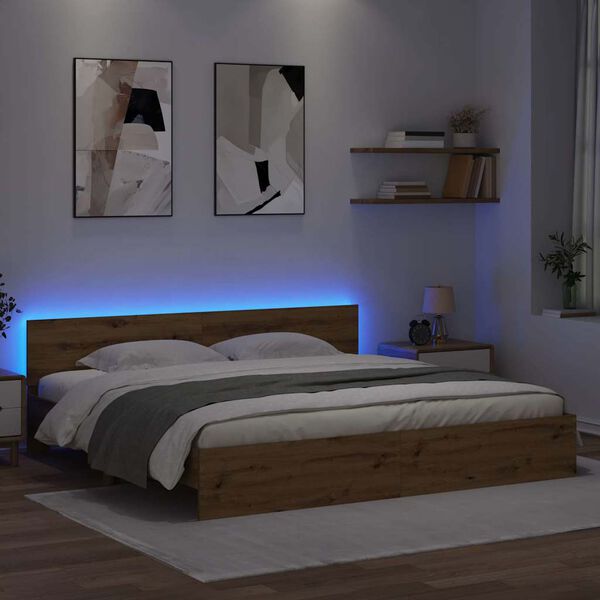 vidaXL Cadre de lit Ch&ecirc;ne artisanal 180 x 200 cm Bois d'ing&eacute;nierie