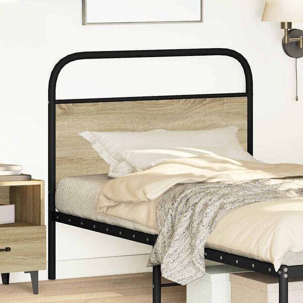 vidaXL T&ecirc;te de lit ch&ecirc;ne sonoma 90 cm acier et bois d'ing&eacute;nierie