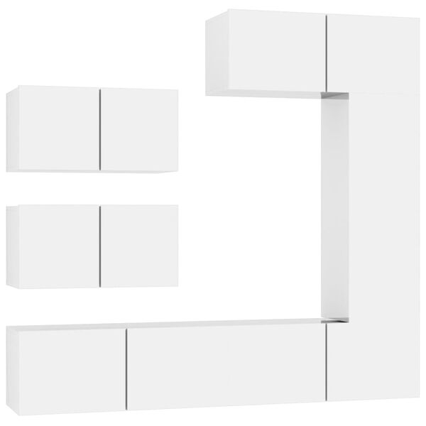 vidaXL Ensemble de meubles TV 6 pcs Blanc brillant Bois d'ing&eacute;nierie