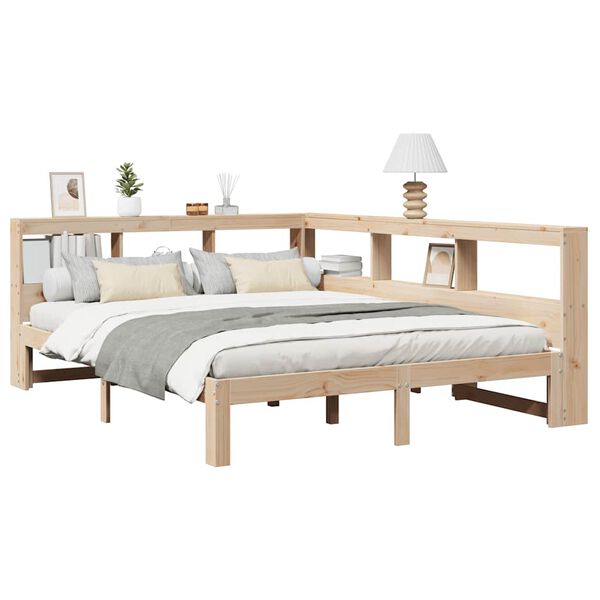 vidaXL Lit biblioth&egrave;que sans matelas 140x190 cm bois de pin massif