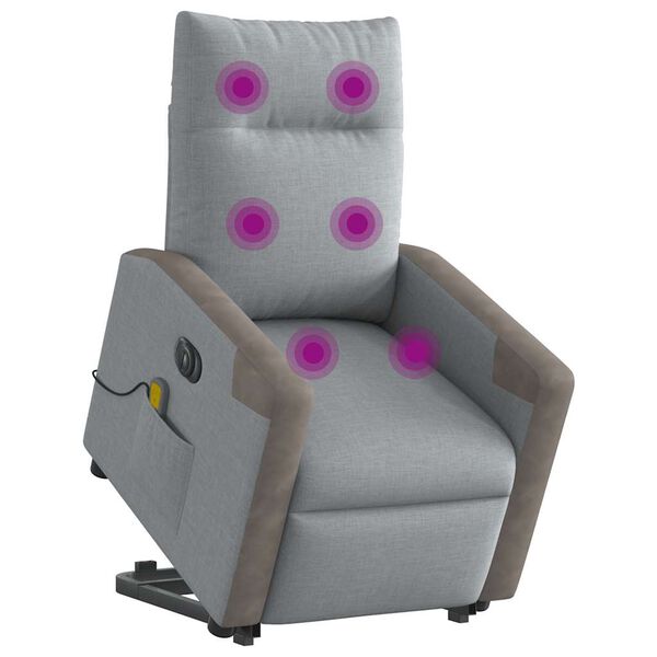 vidaXL Fauteuil inclinable de massage &eacute;lectrique Gris clair Tissu