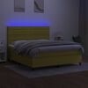 vidaXL Sommier &agrave; lattes de lit et matelas et LED Vert 160x200 cm Tissu