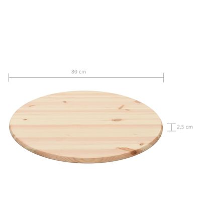 vidaXL Dessus de table Pin naturel Rond 25 mm 80 cm