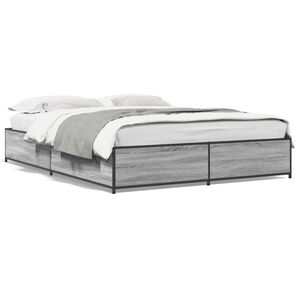 vidaXL Cadre de lit sans matelas sonoma gris 135x190 cm