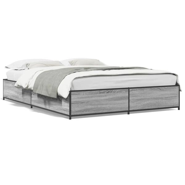 vidaXL Cadre de lit sans matelas sonoma gris 135x190 cm