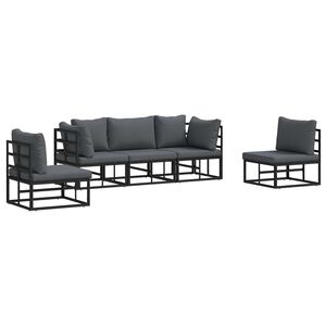 vidaXL Ensemble de canap&eacute; de jardin 5 pc Noir Aluminium