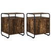 vidaXL Table de chevet 2 pc Ch&ecirc;ne fum&eacute; Bois d'ing&eacute;nierie