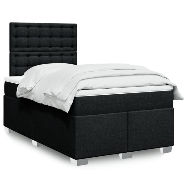 vidaXL Sommier &agrave; lattes de lit avec matelas noir 120x190 cm tissu