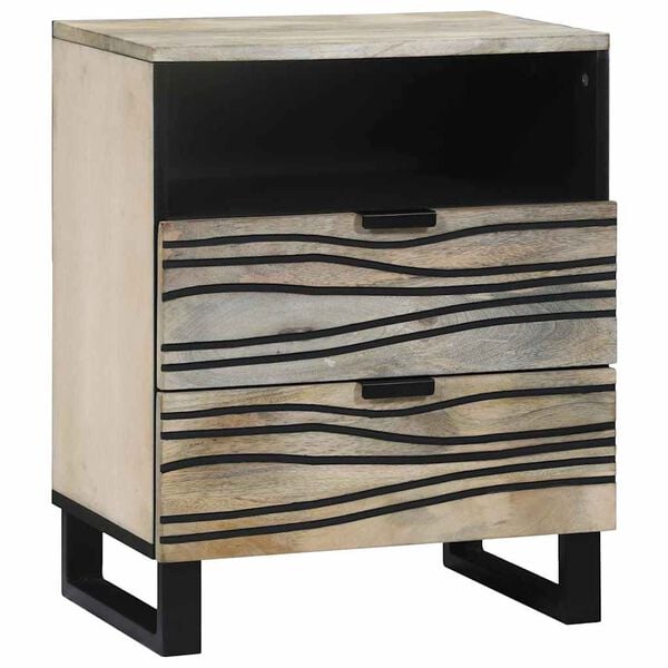 vidaXL Cabinet de chevet avec tiroir Blanc et Noir 50 x 33 x 62 cm