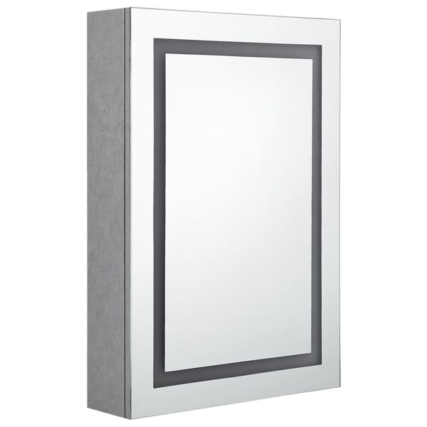 vidaXL Armoire de salle de bain à miroir LED gris béton 50x13x70 cm