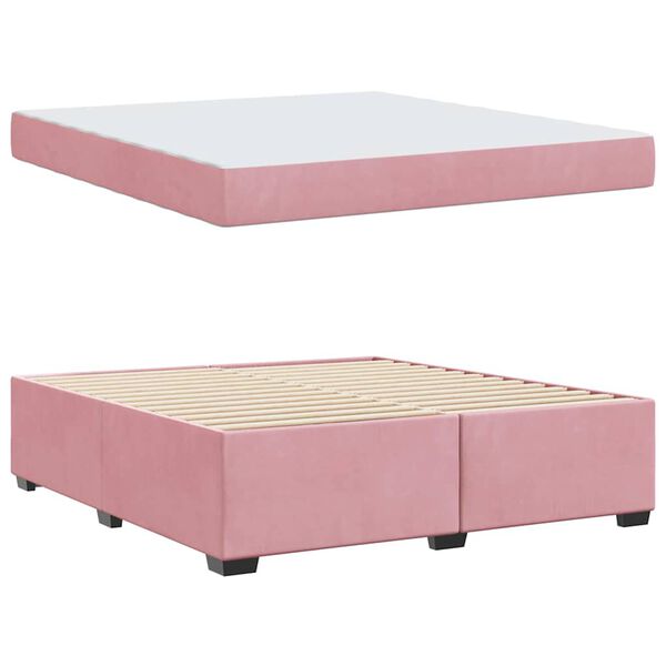 vidaXL Cadre de lit avec matelas Rose 180 x 200 cm tissu
