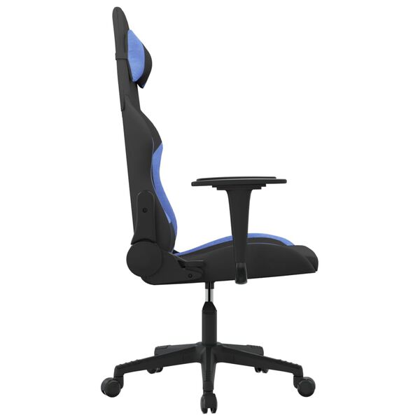 vidaXL Chaise de jeu de massage Noir et bleu Tissu