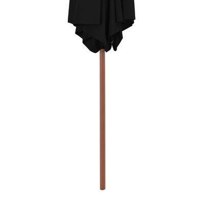 vidaXL Parasol d'extérieur avec mât en bois Noir 270 cm