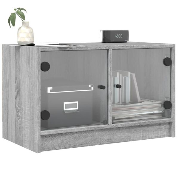 vidaXL Meuble TV avec portes en verre sonoma gris 68x37x42 cm