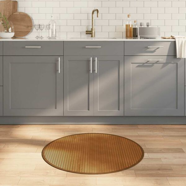 vidaXL Tapis rond marron 80 cm bambou