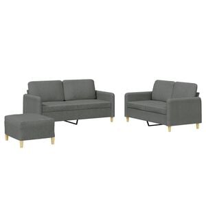 vidaXL Ensemble de canap&eacute;s 3 pcs avec coussins Gris fonc&eacute; Tissu