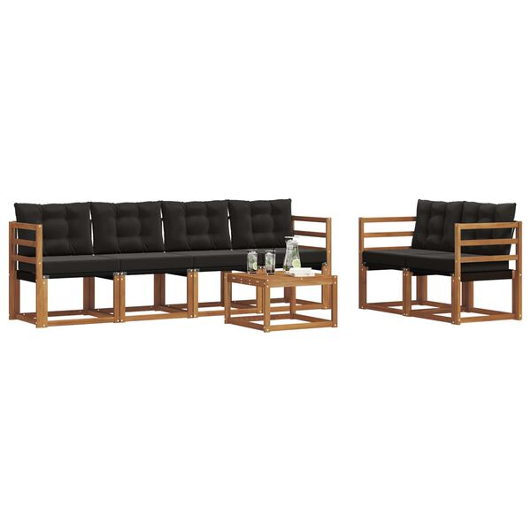 vidaXL Ensemble de canap&eacute;s d'ext&eacute;rieur 7 pcs Naturel et Noir